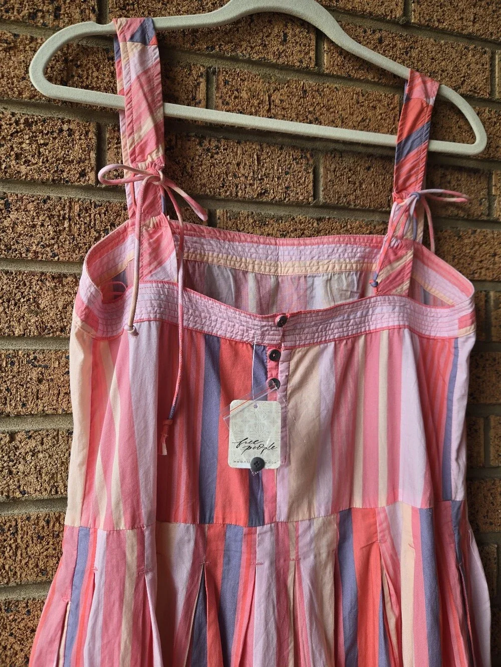 Free People Strawberry Combo Pink Stripe Sundress Size Medium NWT 🌸